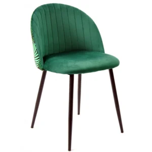 mobiliario-contract-silla floral metal tapizado velvet verde con trasera floral a juego 1